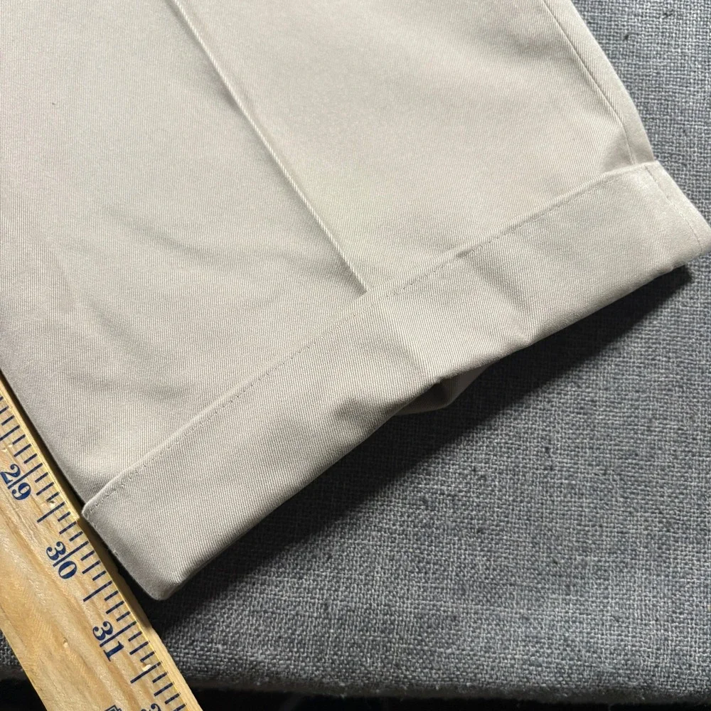 Brooks Brothers Clark Chino Mens 35x30 Beige Lightweight Cuffed Flat Front